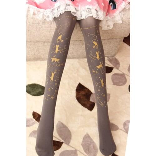 Japanese sweet lolita tights hot stamping printing gothic lolita pantyhose kawaii girl loli cos