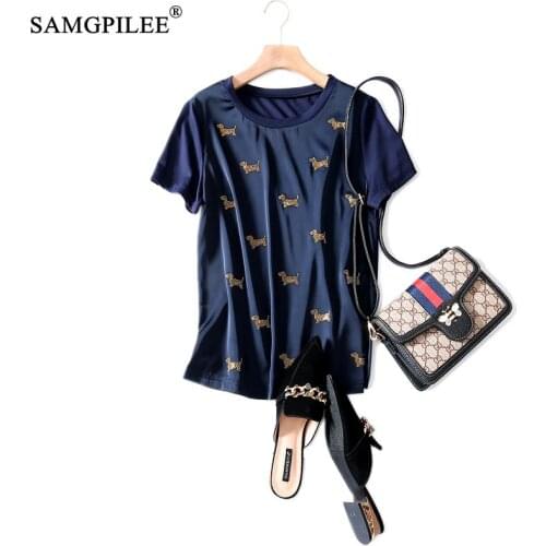 Tshirt Oversize Women Casual Tops Women 2020 Broadcloth Short Sleeve Rivet Solid O-neck Plus Size Womens T-shirty Damskie 4XL