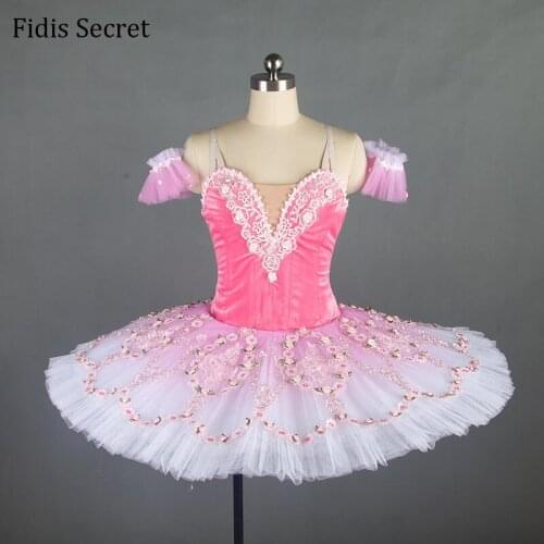 Female Pink Classical Pancake Ballet Tutu Overlay For Girls Ballerina Sleeping Beauty Stage Performance/Competition Dancewear