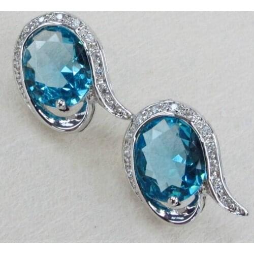 SHUNXUNZE Promotion earrings for women Accessories Pink Morganite Peridot blue Cubic Zirconia Rhodium Plated R803 R806 R809 R812