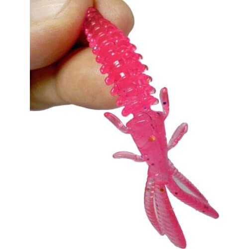 10Pcs Floating Wobblers Shrimp Soft Bait 6.9cm Fishy Smell With Salt Silicone Worm Fishing Lure Jig Swivel Twintail Swim Lures