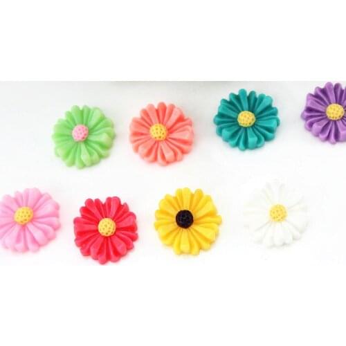 220pcs mixed color 16mm daisy sun flower cabochon resin kawaii for scrapbooking phone case hair accessories sz0274