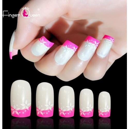 24Pcs/Set Fashion French Manicure Short Square Head Simple INS Style Fake False Nails Wearable Acrylic Nail Sticker Half Tips