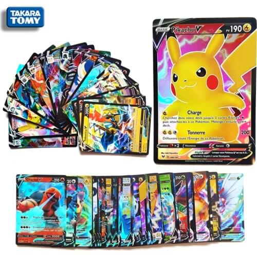 50pcs Japanese cartoon Pokemon game battle point card trading card French V VMAX series non-repetitive glowing card toy gift