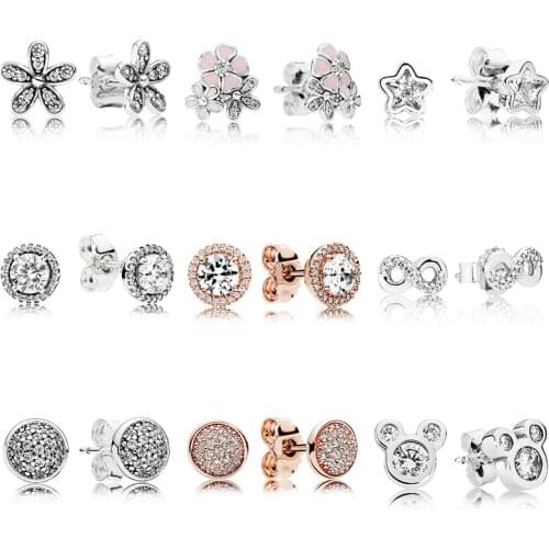 9 Style Silver Color Earrings Flower Mouse Butterfly Heart Earrings For Women Wedding Party Jewelry