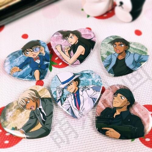 Anime Detective Conan Edogawa Jimmy Kudo Garniture Bedges Cosplay Collect Heart-Shaped Badge For Bags Button Brooch Pin Toy Gift
