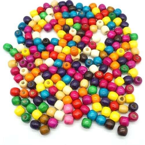 50pcs/lot Natural Wooden Loose Beads Colorful Eco-friendly 9x10 16x17mm Oval Barrel Wood Charm Bead for DIY Jewelry Decoration