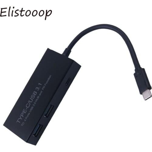 Elistooop 2018 Mini Thin USB Hub Type-C 3.1 to 4 Port USB HUB Splitter High Speed for PC Computer Laptop Notebook Accessories