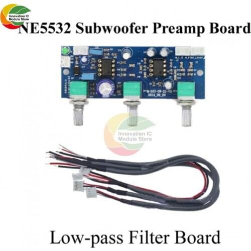 DC 12V-24V Low Pass Filter NE5532 Subwoofer 2.1CH Pre-Amplifier PRE Preamp Board AMP Diy Electronic Module Diy Kit Pcb Board