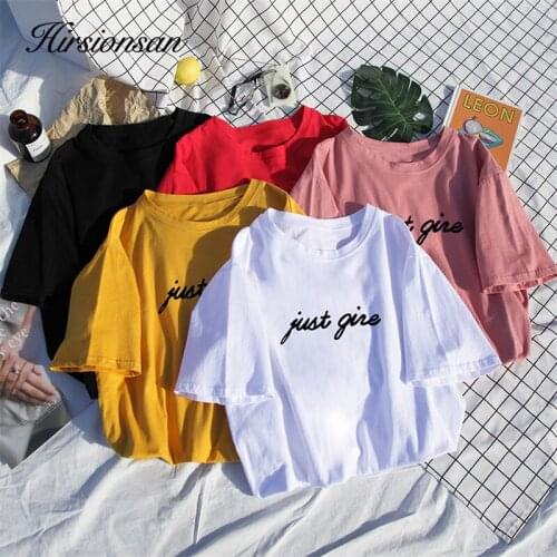 Hirsionsan Letter Print T Shirt Women Summer New Harajuku Kawaii Cotton Tees Plus Size Short Sleeve TShirt Casual Female Top