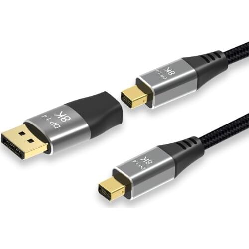 Thunderbolt 2 Mini DisplayPort Cable Mini DP to Mini DP 8K@60Hz 4K@120Hz With Mini DisplayPort to DP Female to Male Adapter
