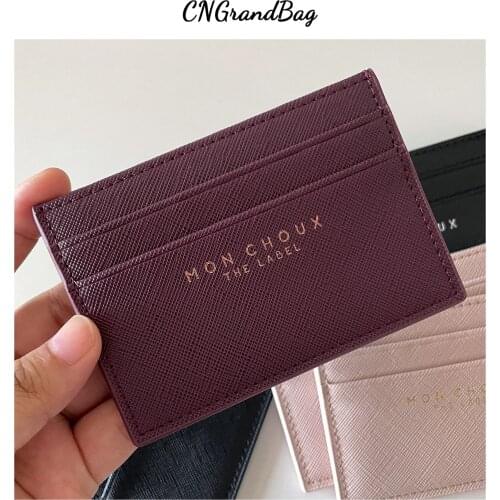 Classic Business Saffiano Split PU Leather Credit Card Holder Limited Edition Customed Initial letters ID Card Case Card Wallet