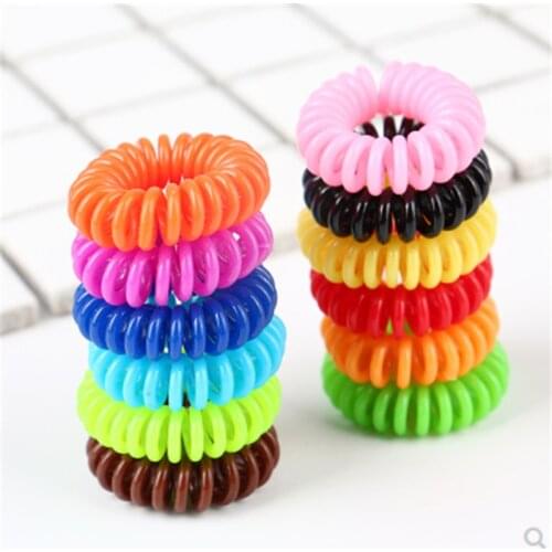 2PC Multicolor Elastic Hair Band Spiral Shape Ponytail Hair Ties Gum Rubber Band Hair Rope Telephone Wire Hair Accessories