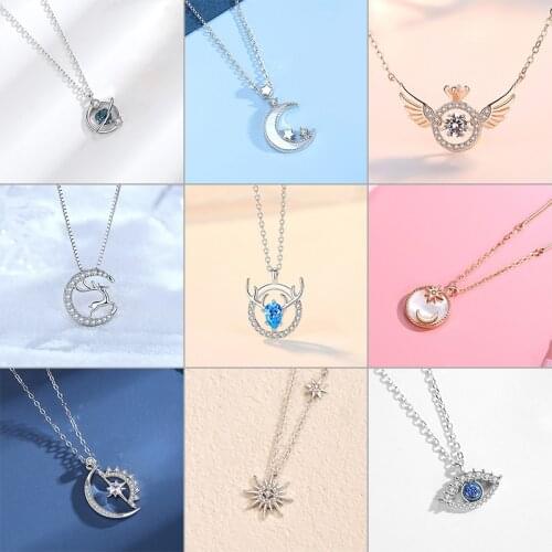 Korean Style S925 Silver Couple Necklace Set Zircon Yilu Has You Pendants ValentineS Day Gift Womens Neck Chains Jewelry