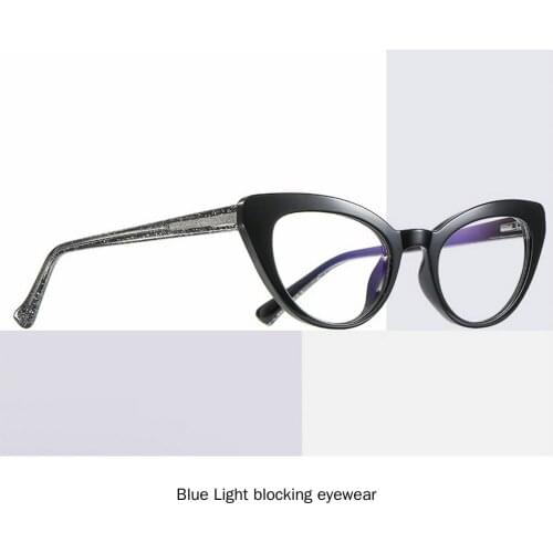 MINCL/ 2020 New Blue Light Blocking Glasses for Women TR90 Frame Eyeglasses Fashion Bling Cat Computer Glasses Frame NX