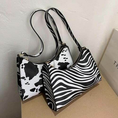 Fashion Zebra Print Women Luxury Handbag PU Leather Simple Underarm Shoulder Bags Female Daily Design Baguette Totes Purse Pouch