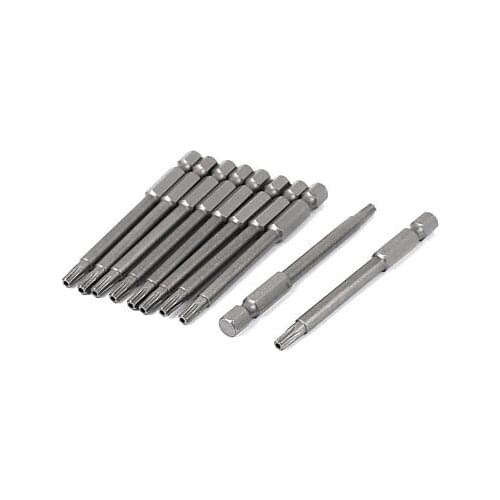 10pcs 3.8mm Star Hex TT20 Torx Security Screwdriver Bit Set Gray