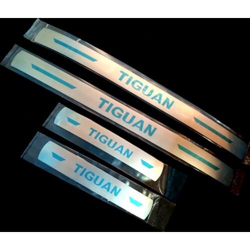 Stainless Steel Door Sill Scuff Plate Cover Trim Kick Pedal Guard Car Stickers For VOLKWAGEN VW TIGUAN MK2 2016-2020 Accessories