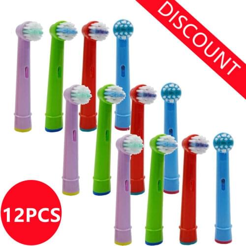 12pcs Replacement Kids Children Tooth Brush Heads For Oral B EB-10A Pro-Health Stages Electric Toothbrush Oral Care, 3D Excel