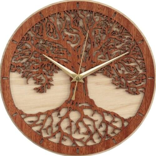 Tree of Life Art Wall Clock Wood Home Decor Living Room Office Corridor Modern Vintage New Design Wall Watches Decoration Salon