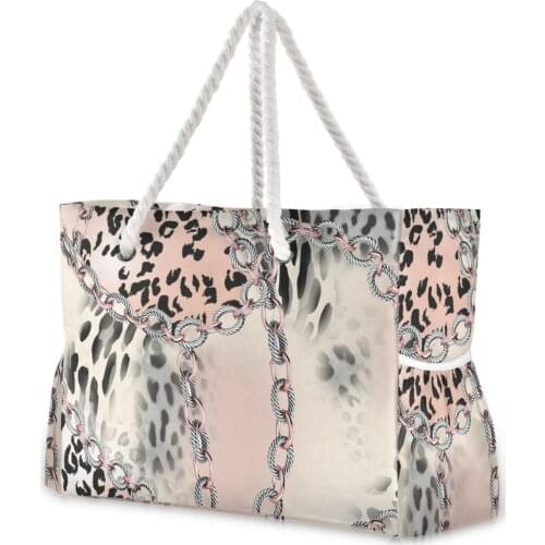 Womens 2021 new Leopard print Beach Bag Single shoulder bag Fashionable Lightweight all-match shopping bag Beach bag