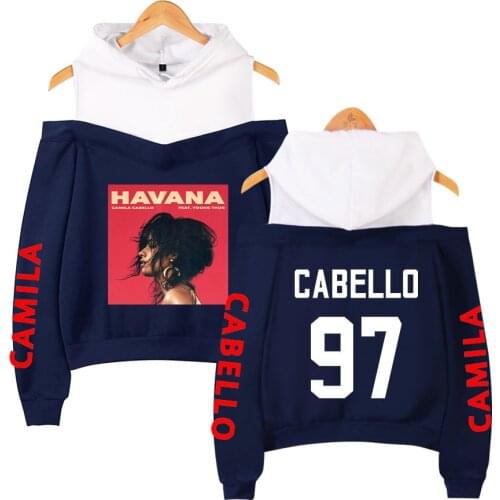 Creative New Fashion Camila Cabellos Never Be The Same Tour Off Shoulder Hoodies Women Fashion Hooded Pullover Sweatshirt