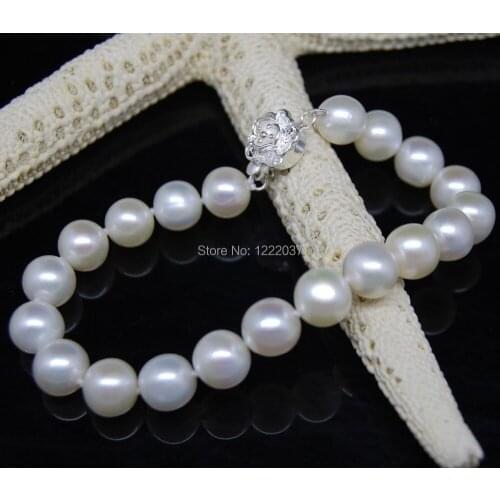 New natural Beautiful 8-9MM AAA White Pearl Bracelet 7.5Inch long 2pcs
