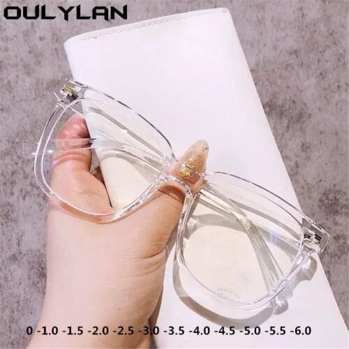 Oulylan Finished Myopia Glasses Women Men Transparent Anti-blue Light Eyeglasses frame Students Short-sighted Glasses -1.0 to -6