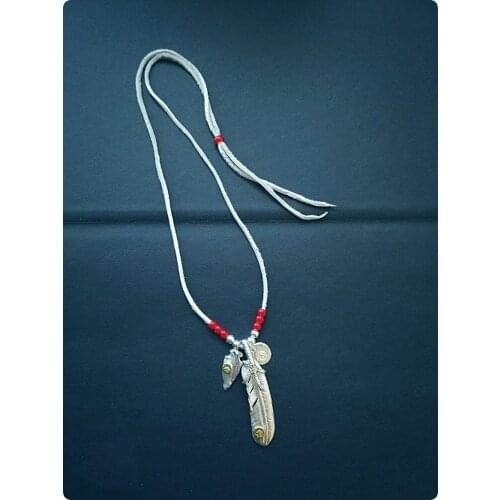 S925 pure silver BOCAI Feather new man Necklace Beads male eagle spear Thai Silver Feather Pendant for man and woman