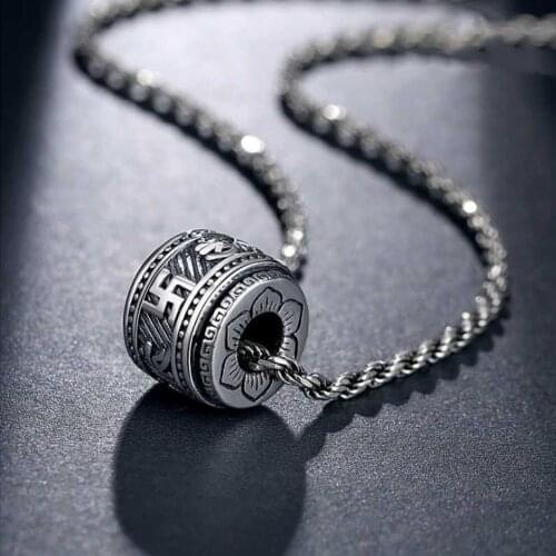 Transfer Beads Pendant Necklace Men Women Long Chain Vintage Good Luck Jewelry Accessories