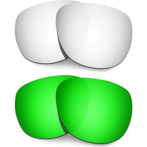HKUCO Polarized Replacement Lenses For Crossrange R Sunglasses SIlver/Green 2 Pairs