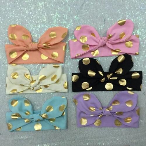 Top knot headband gold polka dot headwrap Turban baby headwear girls headband baby twist headband