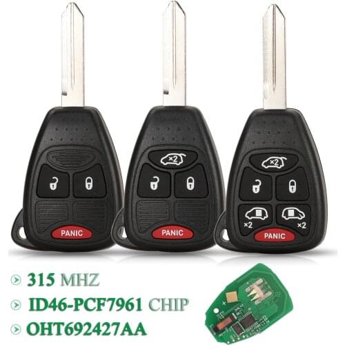 Bilchave 5pcs For Dodge RAM Jeep Commander Compass Grand Cherokee Liberty Wrangler Chrysler FOB 315Mhz ID46 Chip Remote Car Key