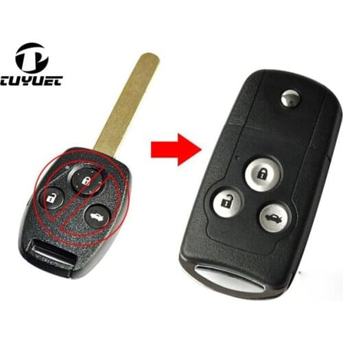 Blank Modified Flip Folding Remote Key Shell 3 Buttons for Honda Accord CRV Civic Odyssey