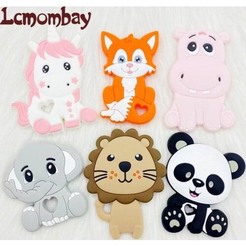 50pcs Silicone Teether Elephant Cartoon Animal BPA Free Rodents Teething Necklace Food Grade Infant Chewable Toys Baby Teether