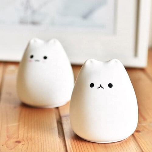 LED Colorful Night Light Animal Cat Silicone Soft Cartoon Baby child Nursery Lamp for Children Gift night light