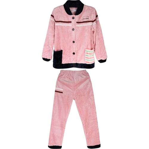 Warm Long Sleeve Pyjamas Sets Night Wear Loungewear Coat+Trousers Women XXL
