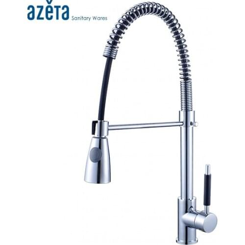 High Quality Chrome Kitchen Mixer Tap Single Hole Pull Down Ceramic Cartridge Cold and Hot Function Kiitchen Faucet MK9814