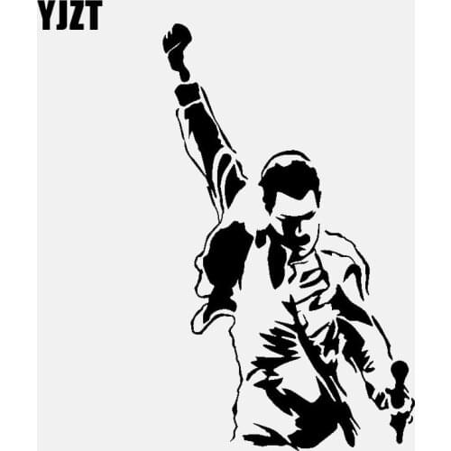YJZT 10.4CM*17.5CM Freddie Mercury Car Sticker Vinyl Decal Queen Rock Classic Black/Silver C3-0585