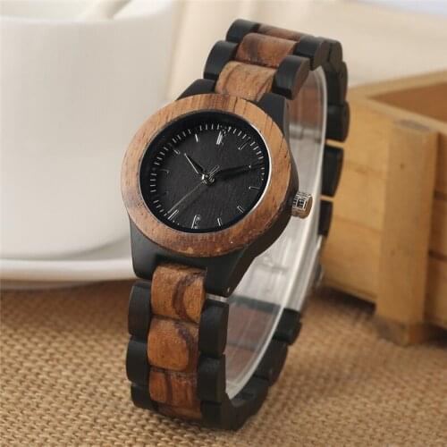 Steampunk Handmade Natural Wooden Women Watches Arabic Number Dial Timepiece Quartz Analog Wristwatch Full Wood Ladies Bangle