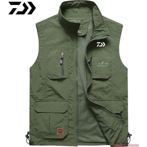 Outdoor Sport Mens DAIWA Fishig Vest Multi-pockets Jackets Sleeveless Male Summer Fishing Military Mans Tourism Drift Vests