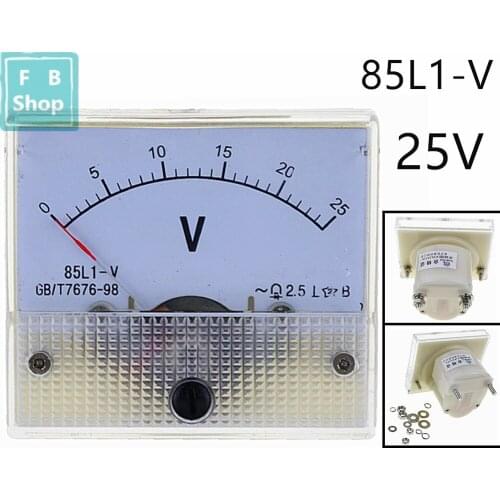 1PCS 85L1-V 25V AC Analog Voltmeter Panel Voltage Meter 64*56mm