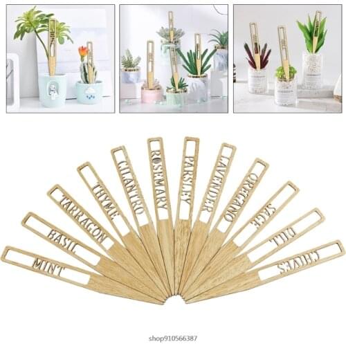 12pcs Plant Labels Hollow Lettering Garden Markers Tags Wooden Sign Sticks for Herbs Potted Plants Flowers Vegetable Wholesales