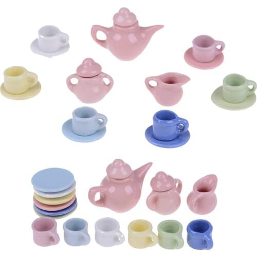15Pcs/Set 1:12 Scale Doll House Furniture Tableware China Dolls Ceramic Miniature Tea Sets