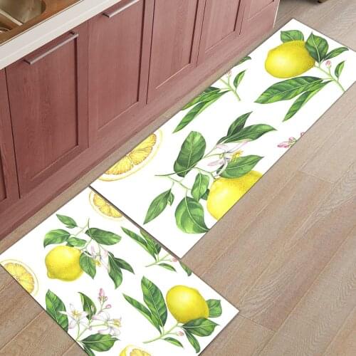 2Pcs/Set Lemon Fruit Long Kitchen Mat Bath Carpet Floor Mat Home Entrance Doormat Bedroom Living Room Floor Mats Rug