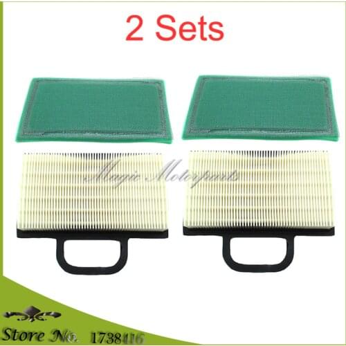 2 Air Filters + 2 Pre-Filters For Briggs & Stratton 499486 499486S 273638 273638S John Deere GY20575 GY21056 GY21056 MIU11286