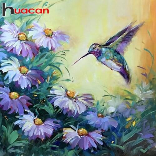 Huacan 5D Diamond Painting Full Drill Square/Round Flower Bird Diamond Mosaic Embroidery Home Decoration Wall Art Gift