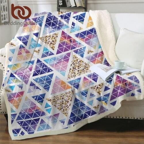 BeddingOutlet Native Sherpa Blanket Stylish Geometric Soft Fluffy Blanket Watercolor Plush Bedspread Blankets For Beds Cobertor