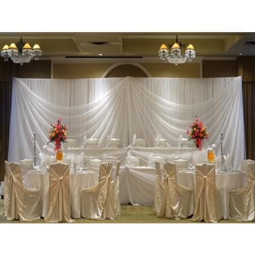 White Wedding Backdrop With Elegant Swag 10ftx20ft stage decoration banquet party stage curtain Event Decor