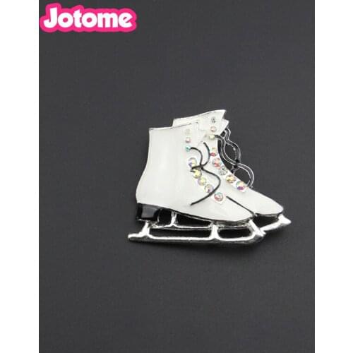 10pcs/lot Fashion Enamel White Ice Skate Brooch Pin /Pendant Charm Sport Jewelry